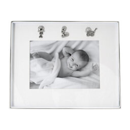 Happy Homewares Silver Baby Photo Frame With Pram, Booties & Rattle Icons - thumbnail 3