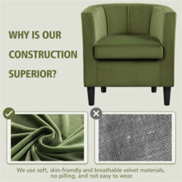 Yaheetech Olive Green Upholstered Velvet Club Chair - thumbnail 8