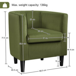 Yaheetech Olive Green Upholstered Velvet Club Chair - thumbnail 3