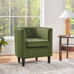 Yaheetech Olive Green Upholstered Velvet Club Chair - thumbnail 1