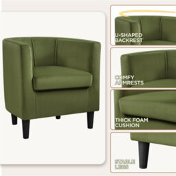 Yaheetech Olive Green Upholstered Velvet Club Chair - thumbnail 4