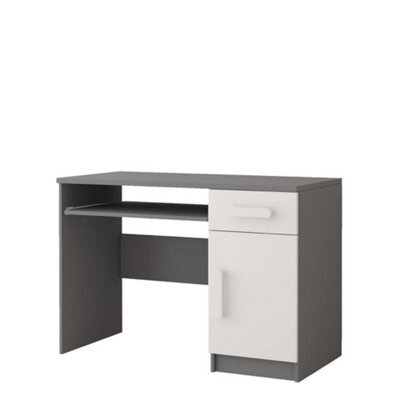 Arte Minimalist Grey And White Computer Desk H760mm W1100mm D500mm - White Handles For Clean Workspaces - image 1