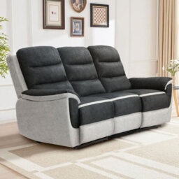 Comfy Living Two Tone Contrast Fabric Recliner 3 Seater Sofa