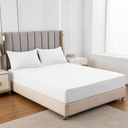 "Ameha Fitted Sheet 40 Cm Extra Deep Pocket Bed Sheet Elastic Corners Soft Microfiber Fitted Sheet 16"" (White, Double 137 X 190 Cm)" - thumbnail 2