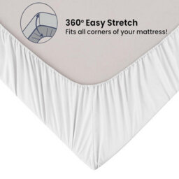"Ameha Fitted Sheet 40 Cm Extra Deep Pocket Bed Sheet Elastic Corners Soft Microfiber Fitted Sheet 16"" (White, Double 137 X 190 Cm)" - thumbnail 5