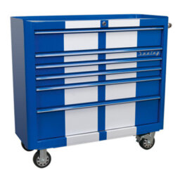 Sealey Retro Style Extra-Wide Topchest & Rollcab Combination 10 Drawer Blue/white Stripes Ap41Combobws - thumbnail 3