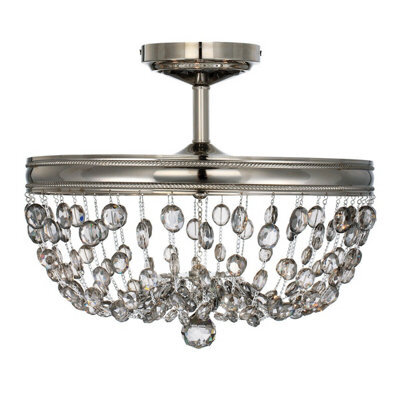 Elegant 3 Bulb Semi Flush Light In Polished Nickel Finish With Led E14 60W Bulbs - image 1