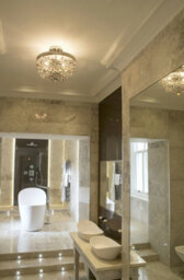 Elegant 3 Bulb Semi Flush Light In Polished Nickel Finish With Led E14 60W Bulbs - thumbnail 2