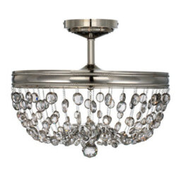 Elegant 3 Bulb Semi Flush Light In Polished Nickel Finish With Led E14 60W Bulbs - thumbnail 1