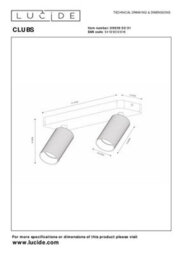 Lucide Clubs Modern Twin Ceiling Spotlight - 2Xgu10 - White - thumbnail 6