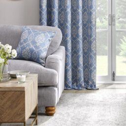 Dreams & Drapes Vivianna Woven Heritage Inspired Blue Filled Cushion - thumbnail 2