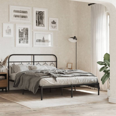 Walplus Metal Bed Frame Without Mattress With Headboard Black 140X190Cm - image 1