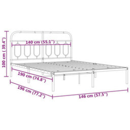 Walplus Metal Bed Frame Without Mattress With Headboard Black 140X190Cm - thumbnail 8