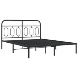 Walplus Metal Bed Frame Without Mattress With Headboard Black 140X190Cm - thumbnail 3