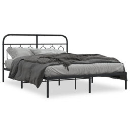 Walplus Metal Bed Frame Without Mattress With Headboard Black 140X190Cm - thumbnail 2