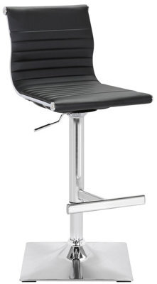 Lamboro Rovigo Breakfast Bar Stool, Chrome Footrest, Height Adjustable Swivel Gas Lift, Home Bar & Kitchen Faux-Leather Barstool, Black - image 1
