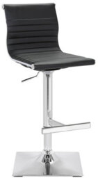 Lamboro Rovigo Breakfast Bar Stool, Chrome Footrest, Height Adjustable Swivel Gas Lift, Home Bar & Kitchen Faux-Leather Barstool, Black - thumbnail 1