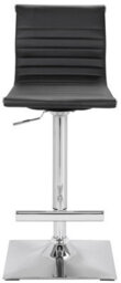 Lamboro Rovigo Breakfast Bar Stool, Chrome Footrest, Height Adjustable Swivel Gas Lift, Home Bar & Kitchen Faux-Leather Barstool, Black - thumbnail 3