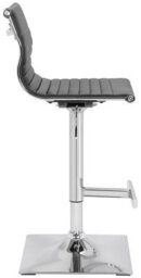 Lamboro Rovigo Breakfast Bar Stool, Chrome Footrest, Height Adjustable Swivel Gas Lift, Home Bar & Kitchen Faux-Leather Barstool, Black - thumbnail 2