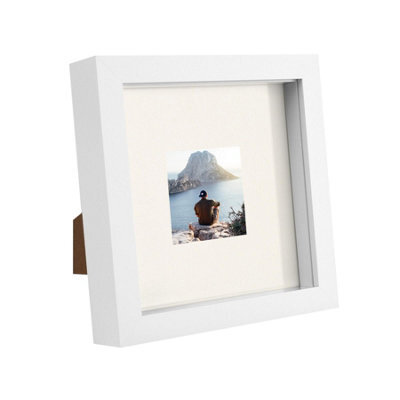"Nicola Spring 6"" X 6"" White 3D Box Photo Frame - 2"" X 2"" Mount - Ivory" - image 1