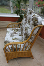 Garden Market Place Portofino Cane Conservatory Furniture -2 Seater Sofa - Palm Design Fabric - thumbnail 4