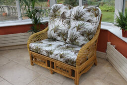 Garden Market Place Portofino Cane Conservatory Furniture -2 Seater Sofa - Palm Design Fabric - thumbnail 3