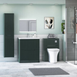 Royal Bathrooms Avenza 700mm Fluted Floor Standing Vanity Unit Deep Moss Green 2 Drawer Storage Cabinet With Ceramic Basin - thumbnail 4