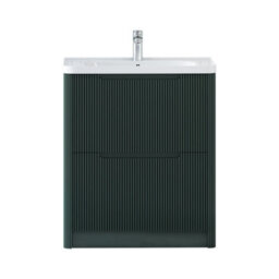 Royal Bathrooms Avenza 700mm Fluted Floor Standing Vanity Unit Deep Moss Green 2 Drawer Storage Cabinet With Ceramic Basin - thumbnail 7