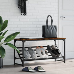 Berkfield Shoe Rack Smoked Oak 90X30X45 Cm Engineered Wood - thumbnail 1