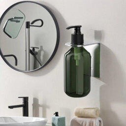 Stainless Steel Wall Mounted Soap Dispenser For Liquid Soap Shampoo Shower Gel Silver Holder With Bottle - thumbnail 3