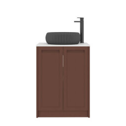 Royal Bathrooms Royal Bathroom Elmore 600mm Terracotta Clay Freestanding Bathroom Vanity Unit 2 Door Plain White Worktop With Milan Black Basin - thumbnail 7