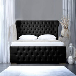 UKBEDFURNITURE Isabella Black Slatted Base Upholstered Bed Frame Only - 48 Inch Headboard - thumbnail 3