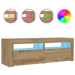 Berkfield Bedside Cabinets 2 Pcs With Leds Artisan Oak 60X35X40 Cm - thumbnail 2