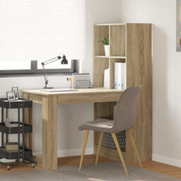Walplus Desk With Shelf Sonoma Oak 122 X 67 X 145 Cm Engineered Wood - thumbnail 1