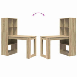 Walplus Desk With Shelf Sonoma Oak 122 X 67 X 145 Cm Engineered Wood - thumbnail 9
