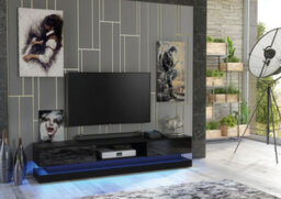 Bloom Tv Unit 180Cm Black With High Gloss Doors And Led Lighting - Creative Furniture - thumbnail 5