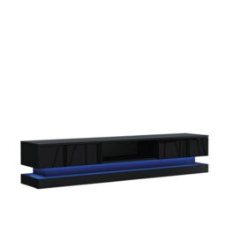 Bloom Tv Unit 180Cm Black With High Gloss Doors And Led Lighting - Creative Furniture - thumbnail 7