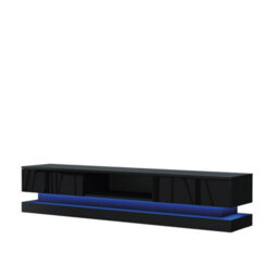 Bloom Tv Unit 180Cm Black With High Gloss Doors And Led Lighting - Creative Furniture - thumbnail 8