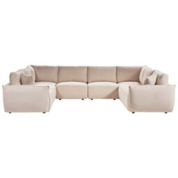 Beliani Modular U-Shape Sofa 8 Seater Mesnali Boucle Beige - thumbnail 4