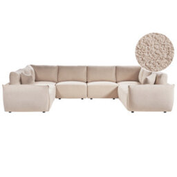 Beliani Modular U-Shape Sofa 8 Seater Mesnali Boucle Beige - thumbnail 1