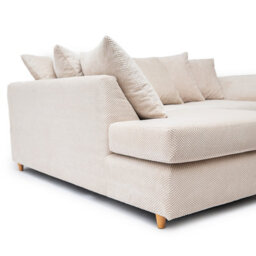 Abakus Direct Jumbo Grid Beige Left Facing Corner Sofa Plush Comfort With Deeply Padded Cushions - thumbnail 7