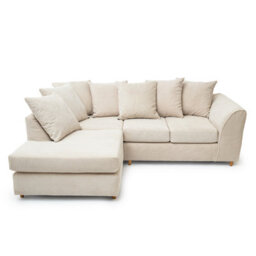 Abakus Direct Jumbo Grid Beige Left Facing Corner Sofa Plush Comfort With Deeply Padded Cushions - thumbnail 4