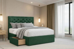 "Nexus Tuscany Plush Divan, Emerald, 26"" Headboard, 2 Drawers Same Side, Open Coil Mattress, King" - thumbnail 1