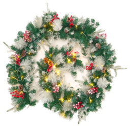 Living And Home Artificial Christmas Garland Pine Cones Berries Green Garland Christmas Decoration Xmas Ornament 270 Cm - thumbnail 4
