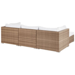 Beliani Garden Corner Sofa With Table 4 Seater Sano Right Hand Modular Pe Rattan Natural - thumbnail 7