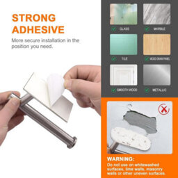 Ibergrif Mk 34052 Chrome Toilet Roll Holder Wall Mounted, Self Adhesive Paper For Bathroom & Kitchen, Waterproof, No Drilling - thumbnail 5