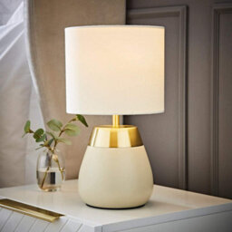 Valuelights Hurst Cream Touch Touch Table Lamp With Drum Shade