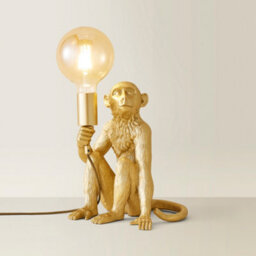 Valuelights Monkey Animal Quirky Modern Metallic Gold Painted Table Lamp - thumbnail 6