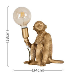 Valuelights Monkey Animal Quirky Modern Metallic Gold Painted Table Lamp - thumbnail 9