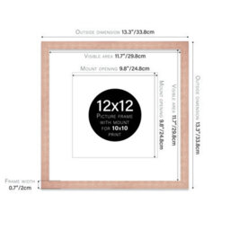 "12X12"" Bronze Picture Frame - 12X12"" Square Frame With 10X10"" Mount For 12X12""/10X10"" Pictures Art Deco Style Room Decor, 1 Pack" - thumbnail 2